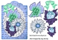 pretty painted blue flowers on lace on a script tag