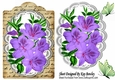 pretty purple Azaleas on lace , script with butterflies