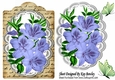 pretty blue Azaleas on lace , script with butterflies