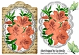 pretty orange Azaleas on lace , script with butterflies