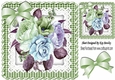 Green Gingham and Lace with painted flowers and bow