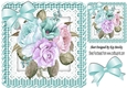 Turq Gingham and Lace with painted flowers and bow