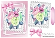 pink Lace stacker frame with painted flowers and bow, A4