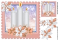 Pretty candles in peach snow frame with snowflakes 8x8