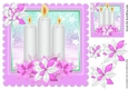 Pretty candles in pink snow frame with snowflakes 8x8