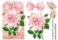 pink roses with organza bow on a tag