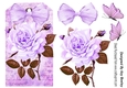 purple roses with organza bow on a tag