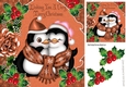 Wishing you a very merry christmas cute penguins in orange with holly 8x8