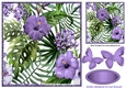 Pretty garden flowers in lilac, with paper butterflies