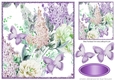 pretty lilac summer flowers with paper butterflies in sparkle frame