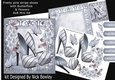 grey stripe shoes with flowers in ornate frame 8x8 mini kit