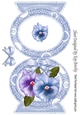 Pretty A5 Oval free standing card of blue/purple pansies