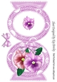 Pretty A5 Oval free standing card of pink/rose pansies