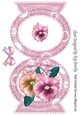 Pretty A5 Oval free standing card of peach/pink pansies