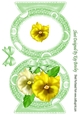 Pretty A5 Oval free standing card of yellow/cream pansies
