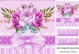 Pretty pink painted roses with organza bow in ornate frame 8x8