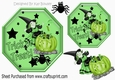 Trick or treat green witch with cauldron on hexagon topper
