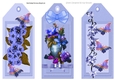 Three Pretty floral blue bookmarks/toppers