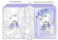 Cute little white bear with lilac bow and bottle on stacker and lace folded book