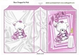 Cute little white bear with pink bow and bottle on stacker and lace folded book
