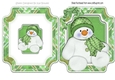 Snowman in green hat and scarf folded quick card