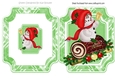 Christmas log with holly and cute snowman folded card
