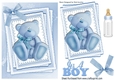 Cute little blue gingham bear with bow on lace stacker