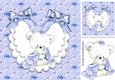 Cute little baby bear on lace bib with blue bows 8x8