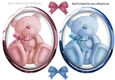cute cuddly bears in pink and blue gingham, toppers with glass and bows