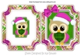 christmas owl in cerise santa hat on folded card with bow