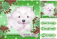 Cute little white puppy with green roses 8x8