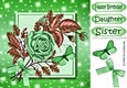 pretty green rose with bow and butterfly 8x8