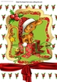 Cute kitty sitting on presents in santa hat A4