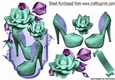 pretty fantasy turq rose with lady shoes on a ornate plaque