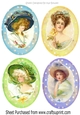 Pretty oval polkadot toppers with vintage ladies