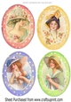 Pretty oval polkadot toppers with vintage ladies in hats