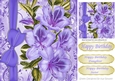 Pretty purple flowers with border bow 8x8