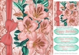 Pretty peach flowers with border bow 8x8