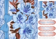 Pretty blue flowers with border bow 8x8