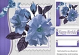 Pretty painted flowers with blue bow 8x8