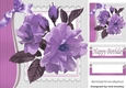 Pretty painted flowers with lilac bow 8x8
