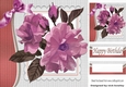 Pretty painted flowers with pink bow 8x8