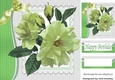 Pretty painted flowers with green bow 8x8