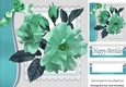 Pretty painted turq flowers with turq bow 8x8
