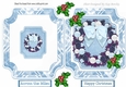 Pretty christmas wreath with blue bow & baubles, folded quick card