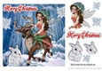 Fantasy faerie riding a reindeer in the antartic snow 