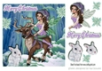 Fantasy faerie in Purple riding a reindeer in the antartic snow