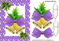 Gold bells with purple bow in snow spot A5 frame
