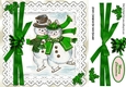 I do love to skate with you! lovely snowmen in green 8x8