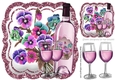 Pretty pink and lilac pansies with wine 8x8